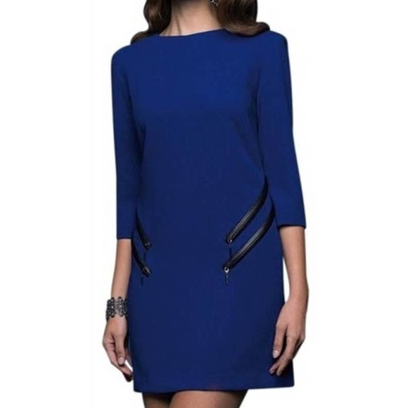 Alberto Makali Dresses & Skirts - Alberto Makali Blue Zipper Detail Mini Dress Size 10